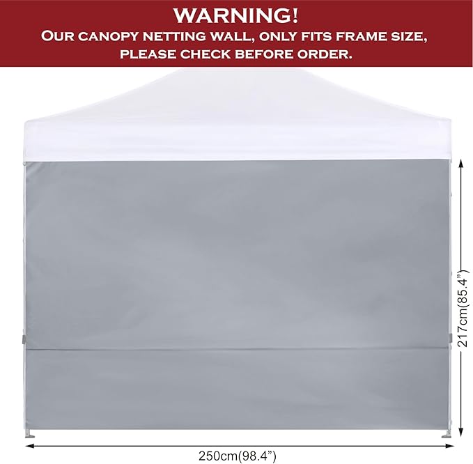 COOSHADE Instant Canopy SunWall 8x8 Canopy SideWall for Pop up Canopy Tent, 1 Pack Sidewall Only, Grey