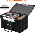 45L Camping Organizer, 1680D Heavy Duty Waterproof Camping Storage for Camping Cooking Utensils and Camping Cookware, with Hard Bottom, Camping Bag with Zippered Lid for RV, Hiking