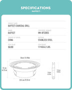 Baffect BBQ Charcoal Grill, 13.7 inch Non-stick Stainless Steel Korean Barbecue Grill, Portable Charcoal Stove for Outdoors Camping Picnic and Indoor Party Cooking