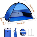Beach Sun Shelters, Instant Sun Shade Canopy Head PopUp Canopy Automatic Shade Tent for Camping, Portable Windproof Waterproof with Mobile Phone Stand with Tent Nails, with Breathable Mesh, 80cm