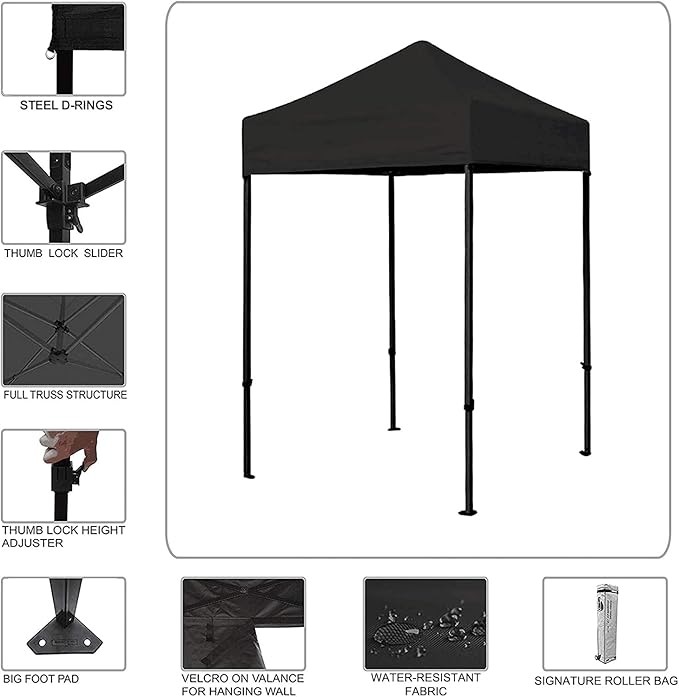 Eurmax USA 5'x5' Pop Up Canopy Tent Commercial Instant Canopies with Heavy Duty Roller Bag,Bonus 4 Sand Weights Bags (Beige)