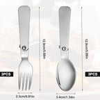 3pcs Folding Spoon & 3pcs Folding Forks for Thermos Funtainer 10oz Food Jar, Stainless Steel Foldable Spork Portable Replacement Fold Utensils Silverware for Travel Camping Picnic Outdoor Activities