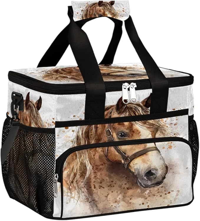 Pardick Watercolor Animals Horse Soft Cooler Bag Insulated Lunch Box for Men & Women, Large Leakproof Lunch Bag Portable Beach Cooler for Work, Picnic, Road Trips,Fishing, Travel, Camping,A-17