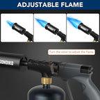Sondiko Powerful Propane Torch Gun, Cooking Torch for BBQ, Sous Vide, Charcoal Starter and Steak Searing, Adjustable Blow Torch, Best Father's Day Gift, Gray & Black(Propane Tank Not Included)
