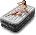Airefina Twin Air Mattress with Built-in Pump, Upgraded 18" Raised Blow Up Air Bed, Fast 2-Min Self-Inflation, Comfortable Inflatable Mattress for Home Guest & Camping, Incl. Carry Bag & Repair Kit