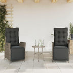 Reclining Patio Chairs 2 pcs with Footrest Gray Poly Rattan Porch Chairs Camping Chairs Patio Chairs Living Room Chairs for Dining Patio Bedroom Outdoor