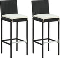 Camping Chairs Outdoor Patio Chairs Patio Furniture Set Garden Bar Stools with Cushions 2 pcs Black Poly Rattanfor Outdoor Kitchen Lawn Garden