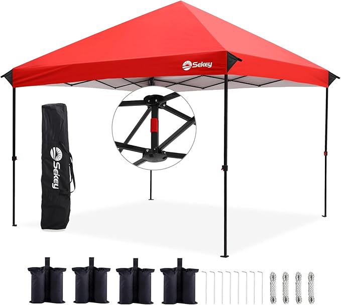 Sekey 10x10 Pop Up Canopy with One Push Setup-Easy Up Canopy with 99% UV Blocking - Instant Outdoor Sun Shade for Events, Parties, Camping- Commercial Gazebo with Weight Bags,Wind Proof&Waterproof