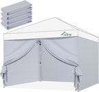Instant Canopy Tent Sidewalls for 10x10 Pop Up Canopy 210D Waterproof,4 Piece Sidewalls, with Doors,White(4PCS Sidewalls Only, Canopy Tent NOT Included) (Durable Gray, 10 * 10ft 4Pcs)