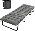 Adult Camping Cot - 220 lbs Capacity, Folding Bed with Mattress, Portable Compact for Indoor/Outdoor/Home/Travel