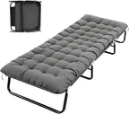 Adult Camping Cot - 220 lbs Capacity, Folding Bed with Mattress, Portable Compact for Indoor/Outdoor/Home/Travel