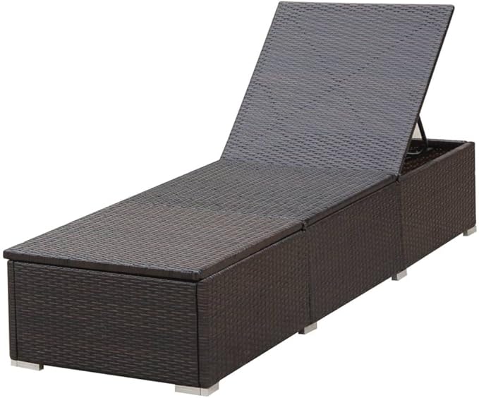 Camping Chairs Outdoor Chairs Beach Chair Patio Furniture Sun Lounger with Cushion Poly Rattan Brown for Outside,Camping,Patio, Poolside, Beach