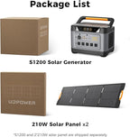 S1200 Solar Generator with 420W Solar Panel, 1190Wh LiFePO4 Battery 1200W (Surge 1800W) AC Output with UPS, 1.5H to 80% Fast Charge, Power Station for Home Backup/Outdoor/RVs/Emergency