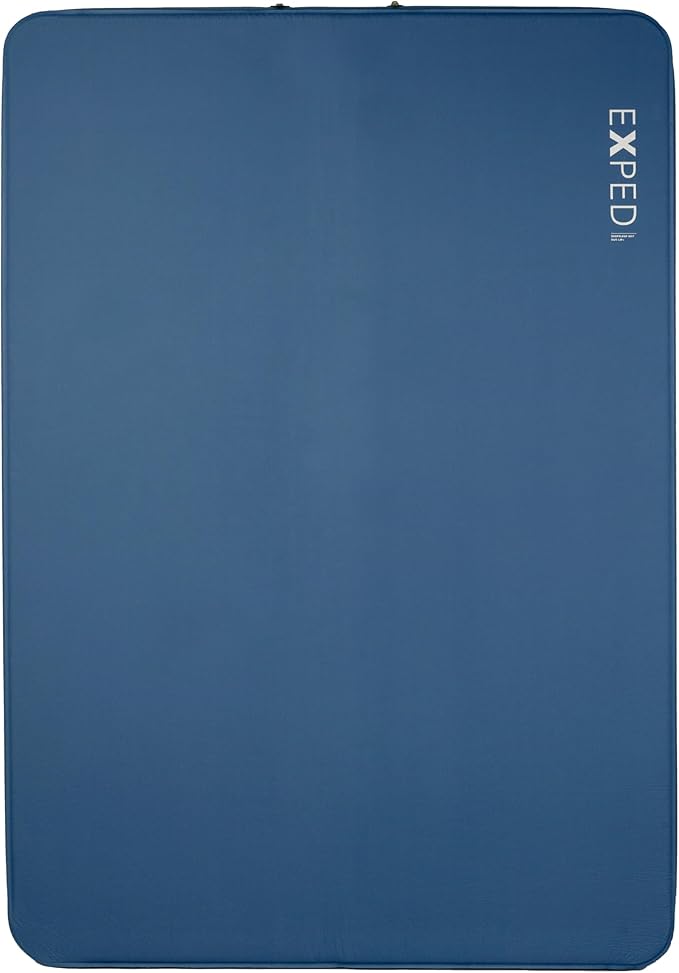 Exped DeepSleep Mat Duo Long Wide Plus - Self Inflating Firm Car Sleeping Mat, 3” Foam Pad, Pump Included