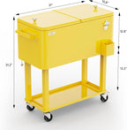 VINGLI 80 Quart Rolling Ice Chest, Portable Patio Party Bar Drink Cooler Cart, with Shelf, Beverage Pool with Bottle Opener