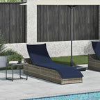 Folding Sun Lounger with Cushion and Storage Gray Poly Rattanrecliner Tanning Chair Camping Chairs Patio Suitable for Garden Courtyard