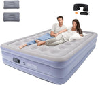 Queen Air Mattress Bed with Built in Pump,16 Inches High Queen Airbed Inflatable Mattress,Comfort Thickened Blow Up Air Mattress,Travel Sleeping Pad for Guests Home(Queen Size)