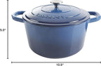 Crock-Pot Artisan 7-Quart Round Enameled Cast Iron Dutch Oven – Sapphire Blue, Durable Heavy-Duty Cookware for Slow Cooking, Baking, Roasting with Lid