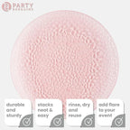 PARTY BARGAINS 13-Inch Charger Plates - 8 Pack, Hammered Pink, Heavy-Duty Disposable Chargers for Elegant Dining - Ideal for Weddings and Formal Events
