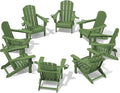 SERWALL Adirondack Chair with Cup Holders - Composite Adirondack Chairs Set of 8 HDPE Outdoor Chairs All Weather Use- Avocado