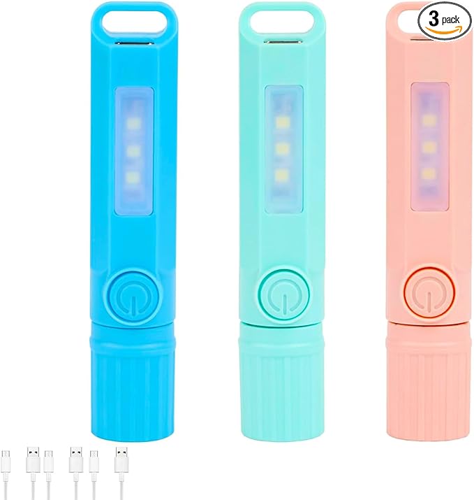 3 Pack Rechargeable Flashlights USB C Mini LED Flashlights, Camping Lantern Combo Flashlight, Ultralight Zoomable Flashlight for Gift Camping Hiking Night Reading Halloween Gifts Stocking Stuffers