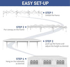 VINGLI Pop Up Canopy Tent with Sidewalls, Outdoor Gazebo Canopy Tent, Patio Event Tents Outdoor Event Shelter for Parties (White, 10x30)
