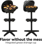 Outdoor Electric Grill for Balcony, Backyard & Outdoor Camping - 2-in-1 Grill Stove, Non-Stick Baking Pan, Intelligent Temperature Control, Removable Stand, Portable BBQ, Party, Gray