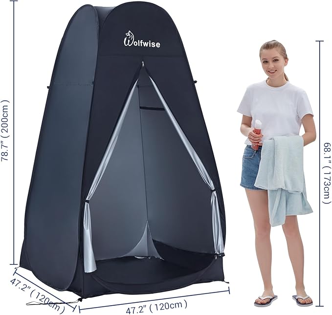 WolfWise Pop Up Changing Tent for Beach, Camping Portable Shower Tents, Outdoor Privacy Bathroom, Change Dressing Clothes Tent Pop Up Instant for Camp, Toilet, 6.2ft/6.6ft/6.9ft High