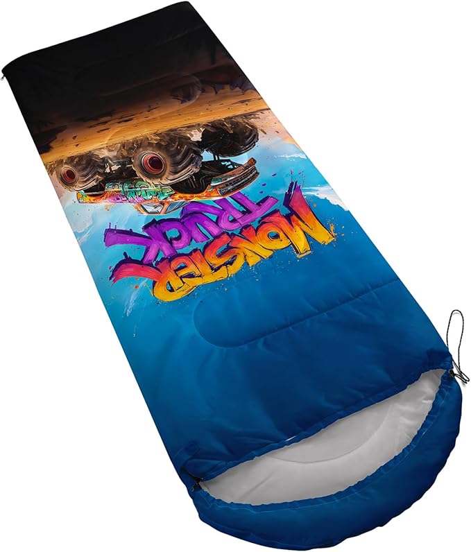 AILONEN Cartoon Car Sleeping Bags,Lightweight & Waterproof,3 Season Warm & Cool Weather,Cute Stars Printed Vehicles Transportation Sleeping Bags for Boys,Kids,Adults Travelling,Outdoors