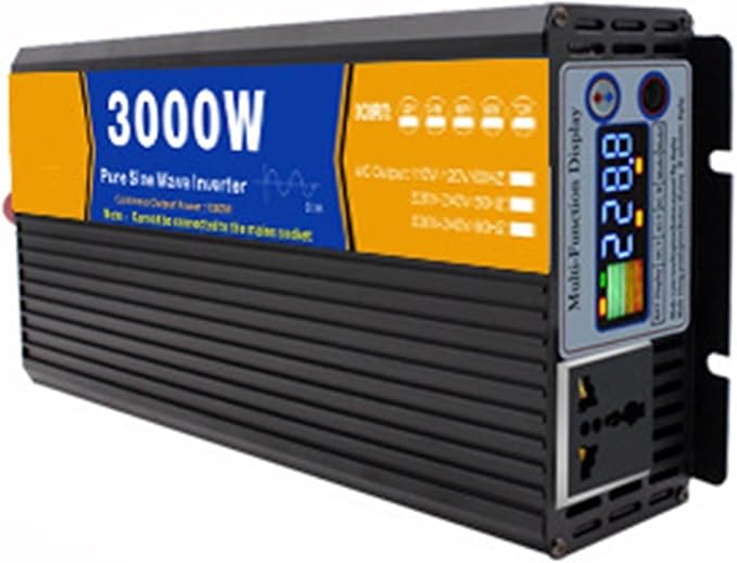 Pure Sine Wave Inverter 3000W 4000W 5000W Peak 12V 24V 48V 60V 72V DC to 110V 220V 230V 240V AC Power Solar Inverter Converter, for Off-Grid, RV, Truck, Boat, Camping, and Home(3000W,24Vto220V)
