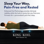 King Koil Pillow Top Plush Full Size Air Mattress with Built-in Pump for Home, Camping & Guests, Inflatable Airbed Luxury Double High Adjustable Blow Up Bed, Waterproof, 1-Year Warranty