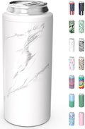 TILUCK Skinny Can Cooler for Slim Beer & Hard Seltzer, Stainless Steel, Doucle-Walled Stainless Steel Insulated Slim Cans, Standard 12 oz (Marble)