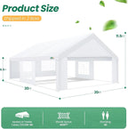 COBIZI 20x20 Party Tent Heavy Duty, Large Outdoor Wedding Tents for Parties with 6 Sidewalls & Built-in Sandbags,Waterproof Event Canopy Gazebo Temporary Shelter Carport,Camping,Patio,Windproof