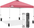 EAGLE PEAK Pop Up Canopy Tent with Wheeled Carry Bag, 8 Stakes, 4 Ropes, 4 Weight Bags, Easy Set Up Tent Canopy, 10x10 ft, 100sqft of Shade, Peach Pink