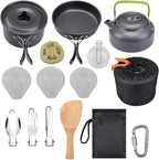 Camping Cookware Set Picnic Cooking Pots Set Outdoor Hiking BBQ Tableware with Pan Kettle Stove Set Camping Tourism Supplies Kit (Color : A) (A)