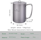 iBasingo Titanium Mug 600ml Camping Cup Outdoor Single Layer Wide Mouth Cookware Lightweight Portable Drinkware Hiking Picnic Solo Cooking Kit Ti3049D