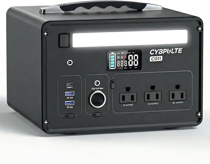 Portable Power Station 1000W (2000W Surge), 1008Wh LiFePO4 Power Station with 3 AC Outlet, 140W USB-C Fast Charging,8 Ports Solar Generator for Camping Indoor Outdoor Emergency RV Trip (CYBPULTE C011)