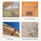 Large Luxury Inflatable Camping Tent Cotton Canvas Tent, Breathable and Waterproof Air Tent with Skylight and Stove Jack Hole for for 4-6-8-10 Person Family Camping