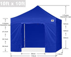 ABCCANOPY Easy Pop Up Canopy Tent with Sidewalls 10x10 Commercial -Series, Royal Blue