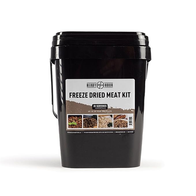 Ready Hour Freeze-Dried Meat Kit (20 Servings), Emergency Supply, Prepper Supply, Protein Source, Emergency Food, Prepper Survival Kit, Bulk Meat, Shelf-Stable, Long-Term Storage