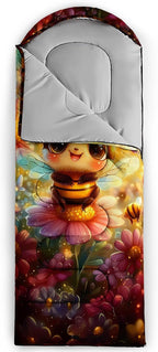 AILONEN Kawaii Panda Sleeping Bags,Lightweight & Waterproof,3 Season Warm & Cool Weather,Dreamy Purple Flower Animal Themed Sleeping Bags for Boys,Girls,Kids,Adults Travelling,Outdoors