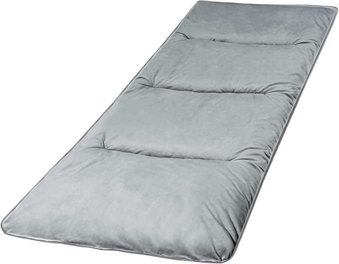 REDCAMP Extra Thick Folding Sleeping Cot Pads, 75"x28"Comfortable Soft Velvet Cotton Camping Cot Mattress Pad for Hiking, Backpacking,Navy Gray Brown
