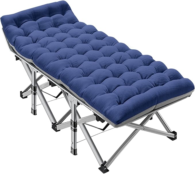 ABORON Camping Cot for Adult 28" Extra Wide, Heavy-Duty 1200D Oxford Cot for Sleeping, Portable Folding Camp Bed with Mat & Carry Bag
