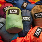 Fox Outfitters Neolite Double Camping Hammock - Lightweight Portable Nylon Parachute Hammock for Backpacking, Travel, Beach, Yard. Hammock Straps & Steel Carabiners Included (Sky Blue/Bronze)