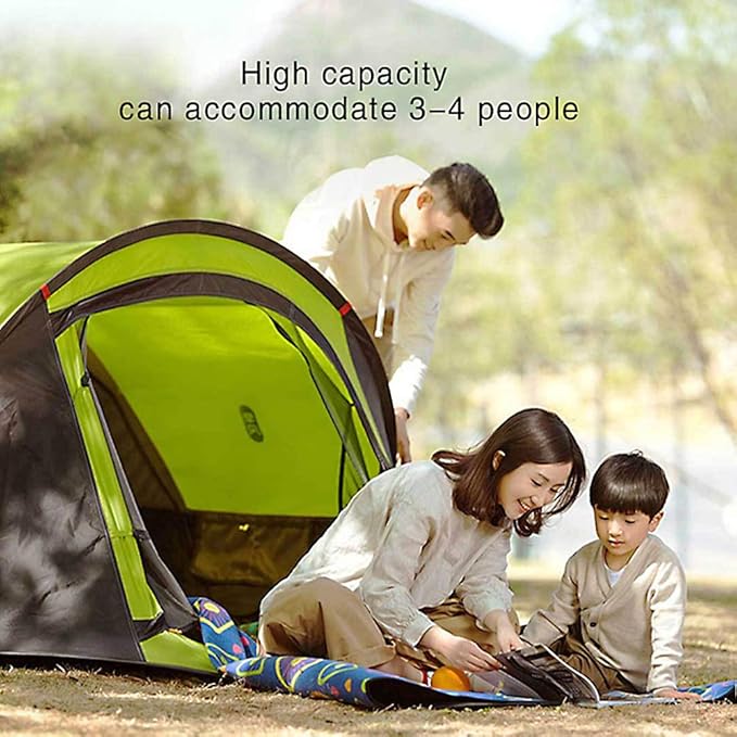 Automatic Tent Waterproof and Windproof Pop-up Tent Family Camping Tent, 4-Person Tent Portable Instant Tent, Suitable for Camping, Hiking, Mountaineering