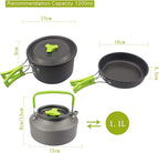 3pcs/Set Outdoor Camping Hiking Cookware Utensils 2-3 People Portable Travel Picnic Teapot Pot Frying Pan Cooking Tableware (Color : A)