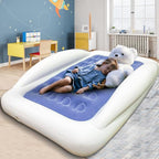 Inflatable Kids Travel Bed Toddler Air Mattress Set,Portable Blow Up Mattress Sleeping Bed Cot with Bed Rails and Electric Pump Ideal for Road Trip
