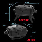Portable Charcoal Grill with Warming Rack, Small Tabletop Barbecue Grill, Foldable Legs, Adjustable Vent, Total 343 Sq. In.Cooking Space, Outdoor BBQ Grill for Camping and Picnics (Black)
