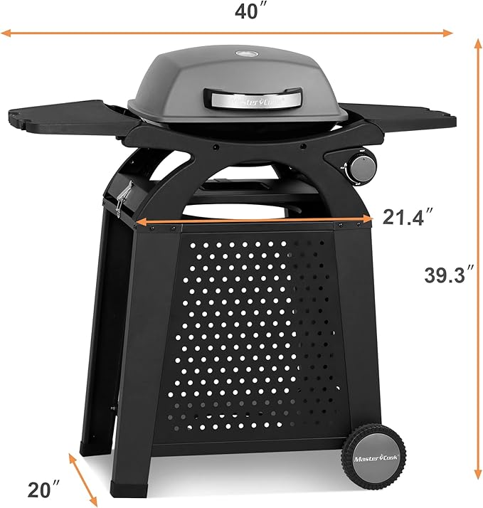 MASTER COOK Gas Grill with Side Tables - Portable Propane Gas Grill for Patio, Beach, Picnic, Outdoor Camping