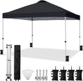 VINGLI 10x10 Pop Up Canopy Tent with Carry Bag and Sandbags, Outdoor Gazebo Canopy 10x10 Party Tent Commercial for Party, Event (Black)